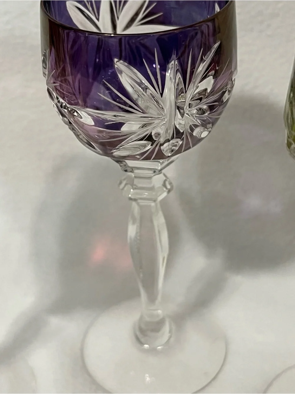 Bohemian Cut to Clear Vintage Crystal Cordial Glasses